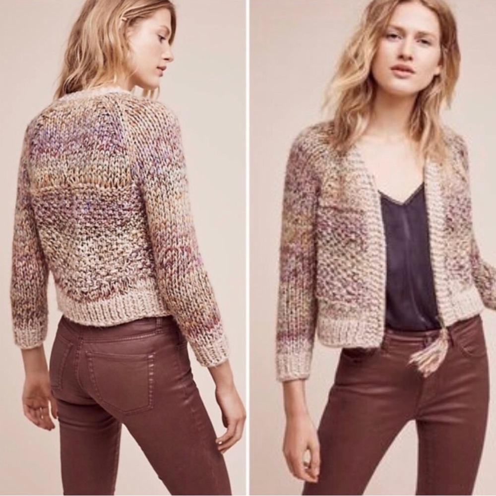 Anthropologie Aurora Zip Cardigan by Angel Of The North Wool Alpaca Blend Chunky